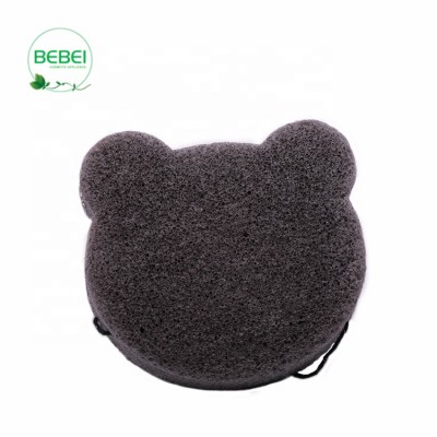 100% cellulose sponge facial cleaning sponge bear shape konjac sponge with kraft paper box and logo printed