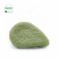 Supply fluorescent green water drop shape oven-drying body cleansing konjac sponge which contains antioxidant ingredients